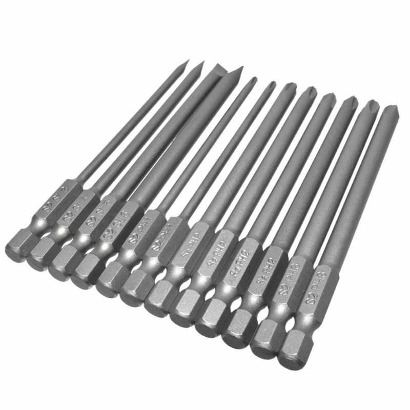 

12pcs/set Alloy Steel Slotted Screwdriver Drill Bits for Head 100mm for Extra Long Hand Tools