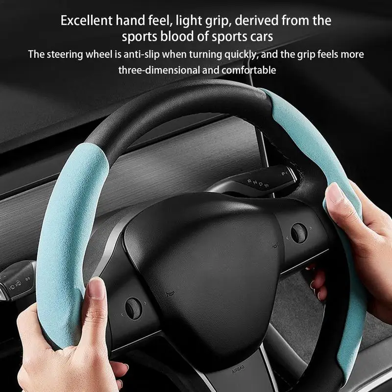 

Model 3/Y Car Braid Interior Cover Artificial Leather Steering Wheel Cover Auto Steering Wrap forTesla Steering Wheel Cover