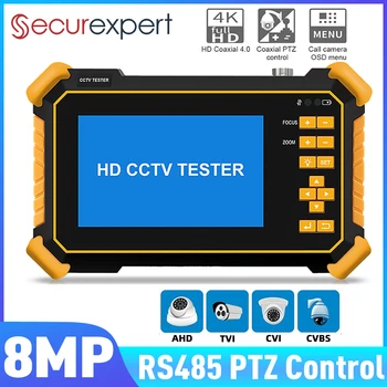 Securexpert 8MP Tester video HD da 4,3 pollici per TVI/CVI/AHD/CVBS PTZ Controllo Rilevamento automatico Luce LED Strumento di installazione CCTV portatile