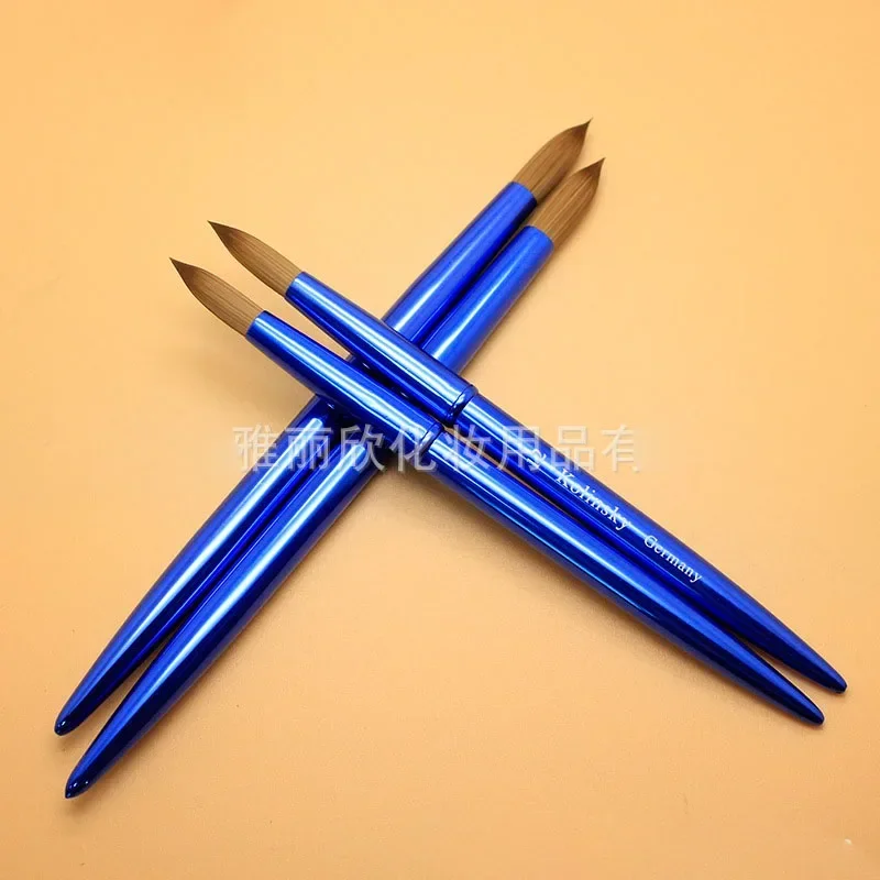 Pure Blue Metal Handle Nail Brush Mink Hair Manicure Brushes UV Gel Painting Drawing Nail Pens Salon Nail Tools Custom TIANMI 4