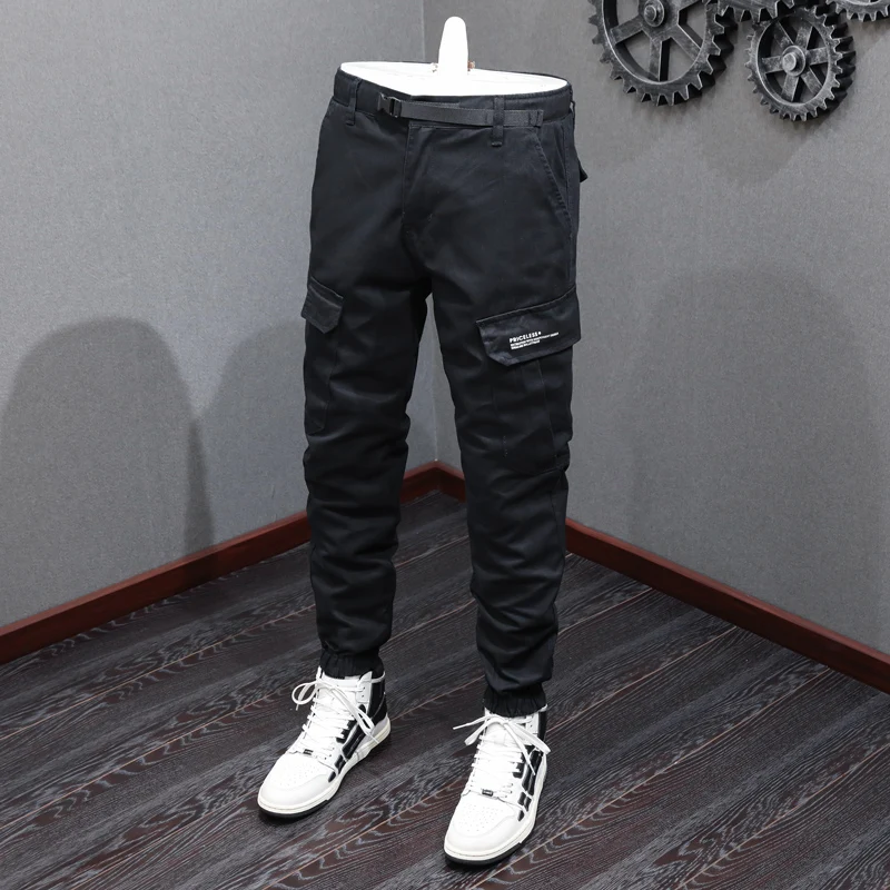 Street Fashion Men Jeans Big Pocket Casual Cargo Pants Hombre Bottom Zipper Designer Hip Hop Joggers Men Loose Wide Leg Trousers