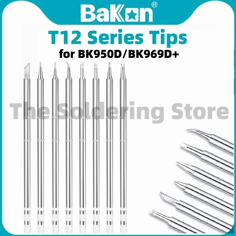 Bakon T12 Series Soldering Tip for BK950D/BK969D+ Welder Station Iron, T12-k/I/ILS/2.4d/4d/1c/4c, Length: 150mm