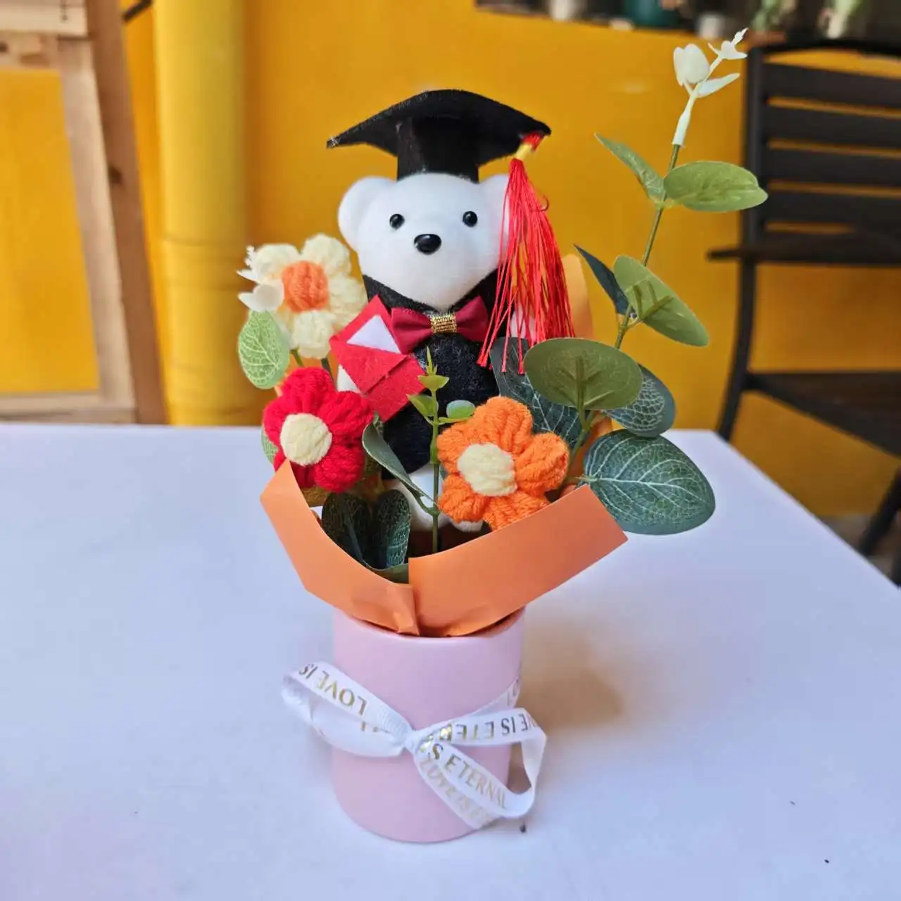 1 Set Handmade Crochet Rose Sunflower Daisy Decoration Bouquet, Handmade Artificial Flower Party Gift, Suitable for Parties