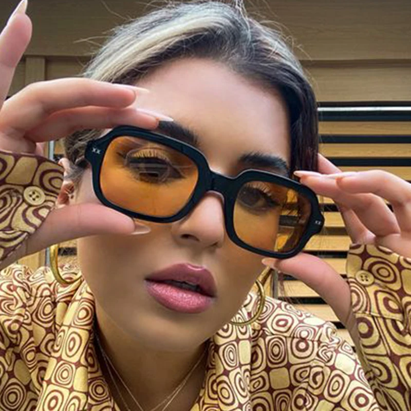 Gafas de sol cuadradas para hombre y mujer, lentes de sol con montura Retro diseñador de lentes transparentes, nueva marca|Gafas de sol para mujer| - AliExpress