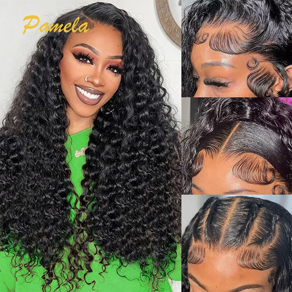 Brazilian 250% Density HD Transparent Lace Frontal Ready To Wear Pre Plucked Glueless Natural Colored Curly Bob Wigs For women