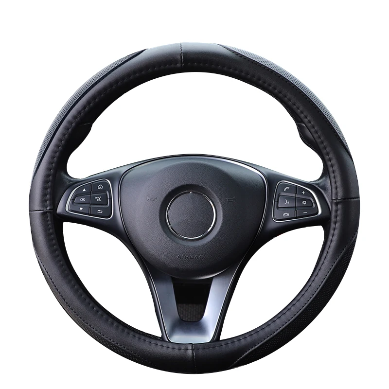 Embroidered Wave Elastic Car Steering Wheel Cover For 3739cm 14.5"15