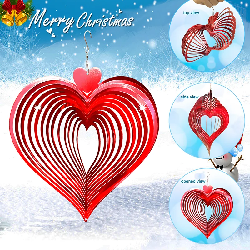PSATHENATI Wind Spinner Love 12in 3D Stainless Steel Art Geometric Pattern Hanging Kinetic Yard Art Decorations Indoor/Outdoor