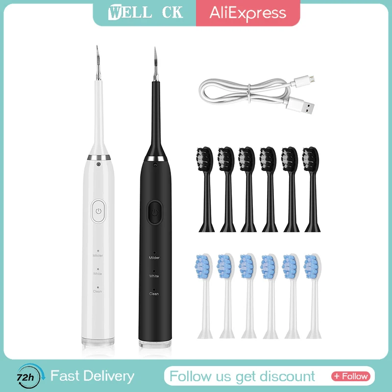 Electric Toothbrush Sonic Dental Scaler Teeth Whitening kit Tooth Whitener Calculus Tartar Remover Tools Cleaner Stain Oral Care 4 tips oral dental gutta percha tooth gum cutter endo gutta cutter gutta percha dissolved breaker cutter teeth whitening tools