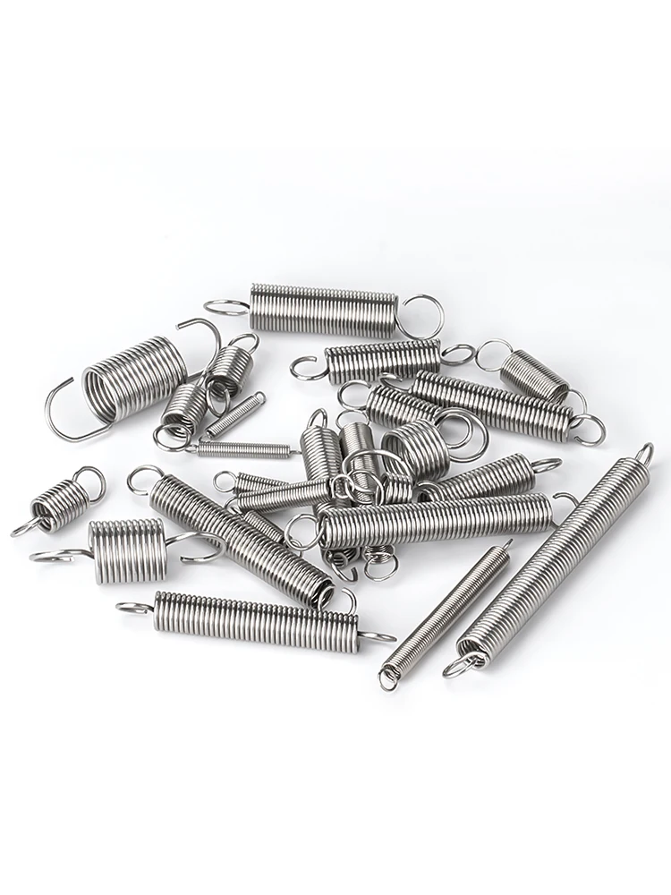 5pcs 1.0mm Stainless Steel Tension Spring with O hook extension spring free lengh 15-120mm