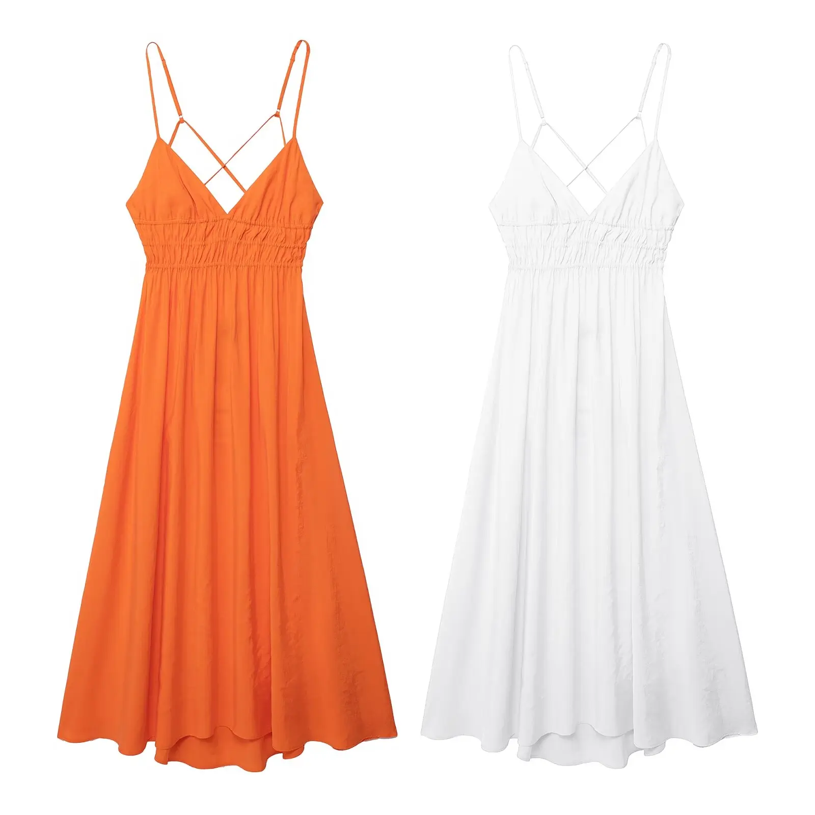 

Women's 2024 New Chic Fashion Temperament Joker Slim Version Backless Sling Long Dress Retro Women's Dress Mujer