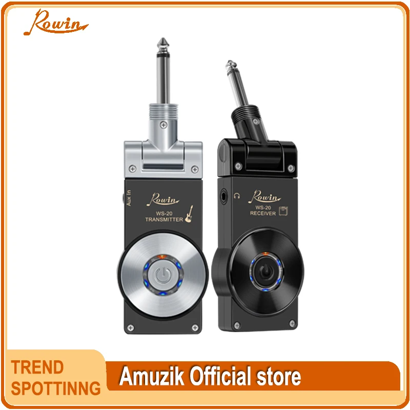 

Rowin WS-20 2.4G Wireless Electric Guitar Transmitter Receiver Set 30 Meters Transmission Range with USB Charging Cable