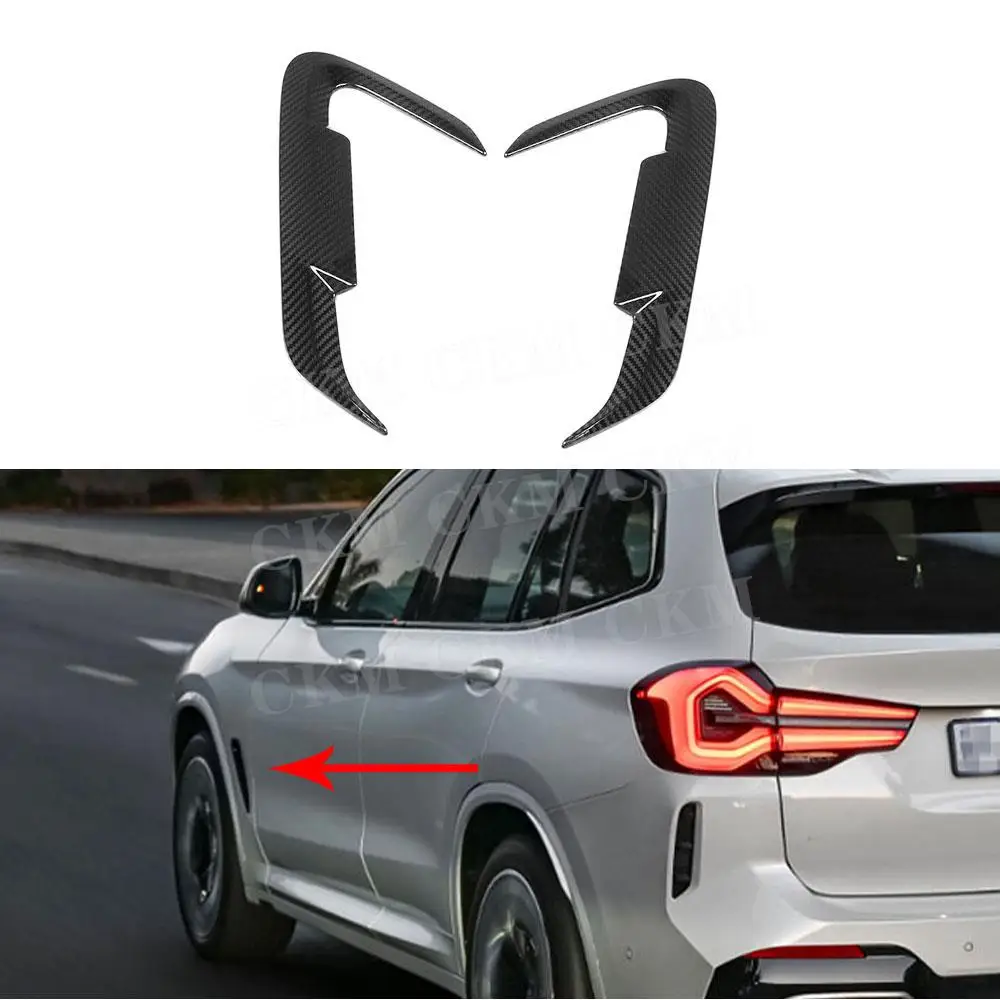 

Carbon Fiber Front Bumper Air Vent Trim Spoiler Canards For BMW iX3 G08i 2022 FRP Black Car Side Fender Flaps Body Kits