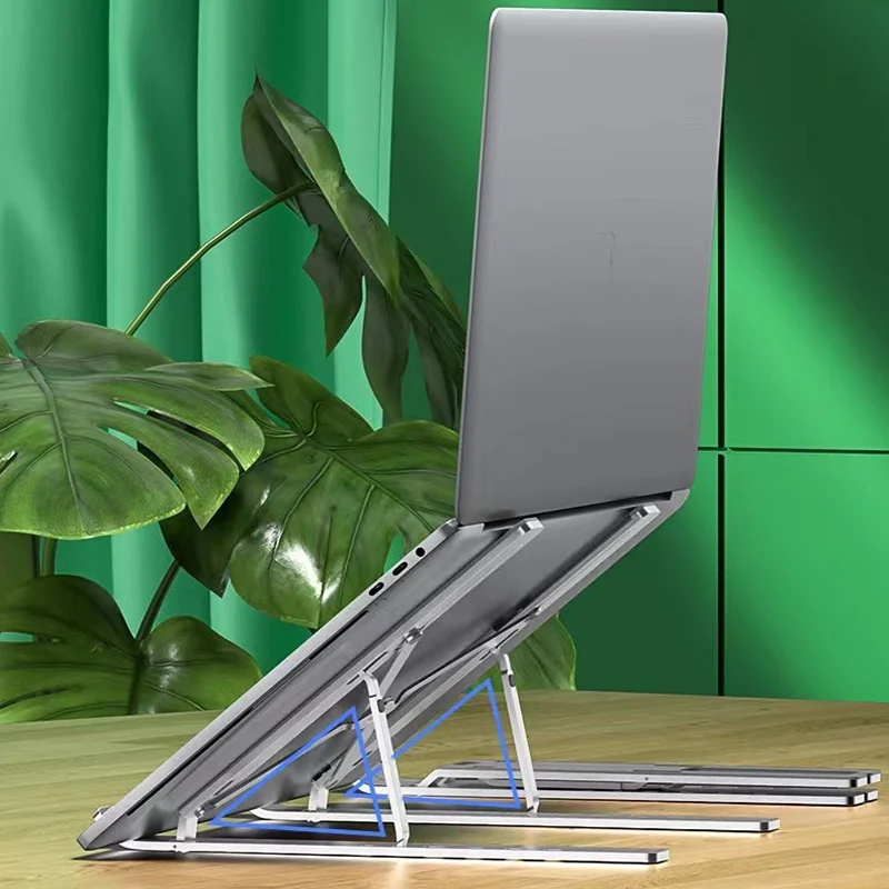 Sleek Adjustable Aluminum Portable Laptop Stand with Foldable Design and Non-Slip Cooling Support