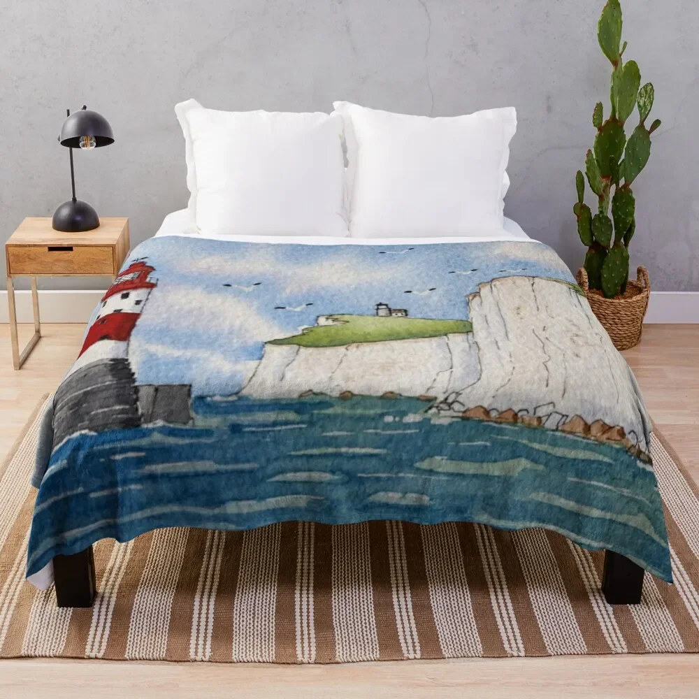 

Beachy Head and Belle Tout Lighthouses. Throw Blanket Comforter Soft Plaid Blankets