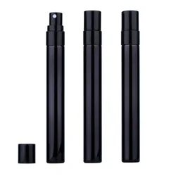 Electroplated Black Glass Spray Bottle 10ml Portable Perfume Atomizer Small Sample Test Tube Vials Travel Cosmetic Containers