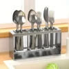 1pc Stainless Steel Multifunctional Kitchen Utensil Holder with Drainage and Transparent - Chopsticks, Knives, Forks & Spoons 2