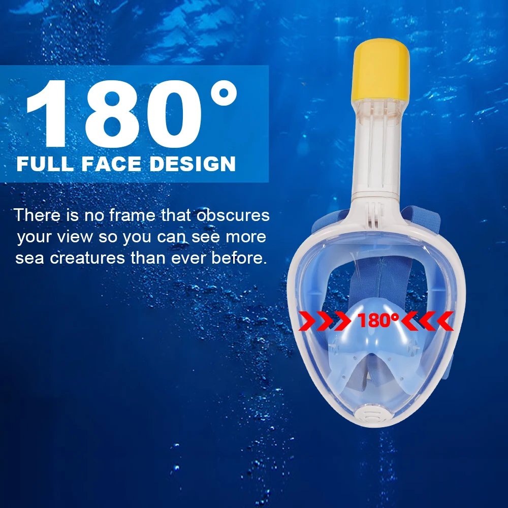 2022 Kids Anti-Fog Full Face Snorkel mask Diving Scuba Swimming Set Breath Pipe 