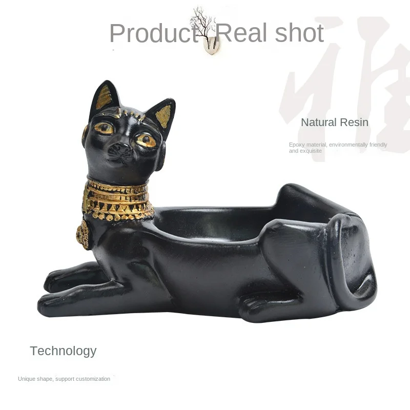 

Egyptian Cat Resin Craft, Retro Home Decoration, Ashtray, Oil Goddess, Pharaoh Statue, Sculpture Table Decoration, Gift, 2023