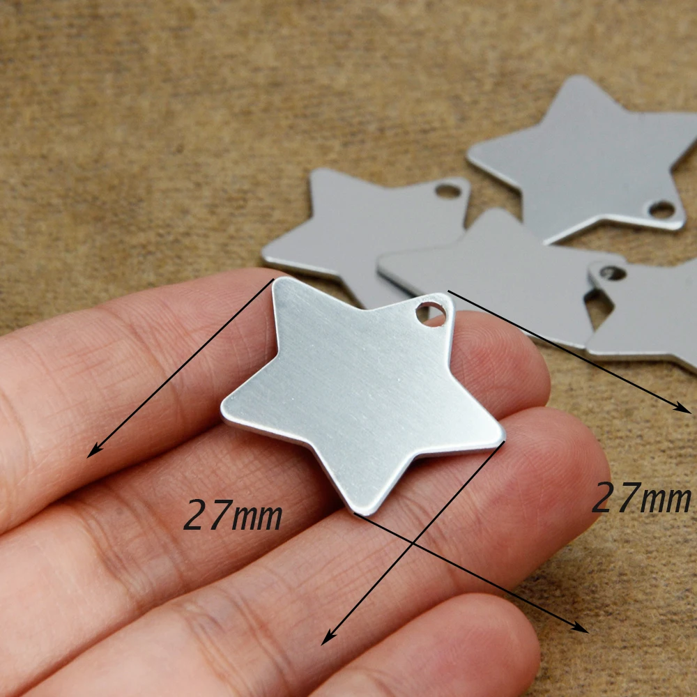 Star Shape Anodized Aluminum Blanks for Engraving Jewelry Hand Stamped Pet  ID Tags Blank Pendant for Keychain