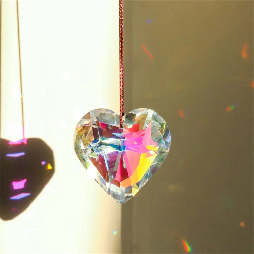 45mm Hanging Heart Suncatcher Prism Pendant for Home Office Garden Decoration