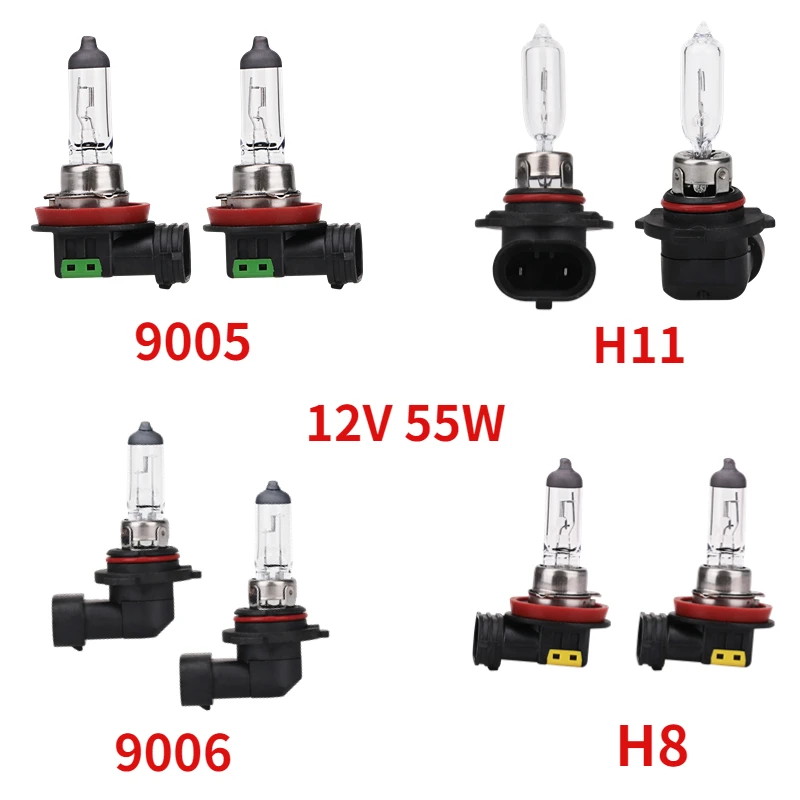 Halogen Headlight Bulb H8 H11 9005/HB3 9006 12V 55W 4300k Bulbs Car Headlight Parking 2Pcs
