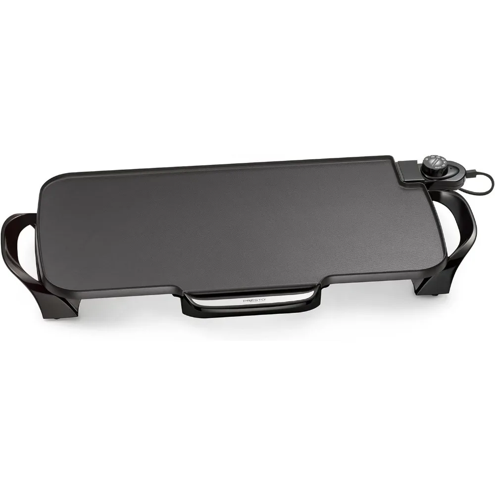 22-inch Electric Griddle With Removable Handles, Black,easy cleaning and compact storage,Slide-out drip tray removes 2