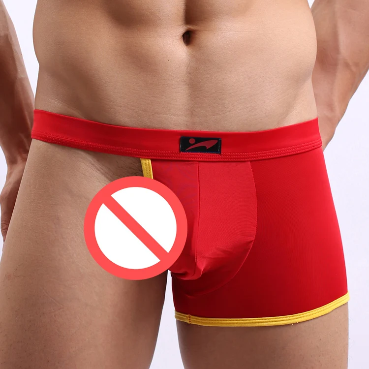 Men's Boxer Ice Silk Underwear Men Panties Sexy Male Gay Half Hollow Bare Buttocks Penis Pouch Boxers Low Waist Boxershorts 5