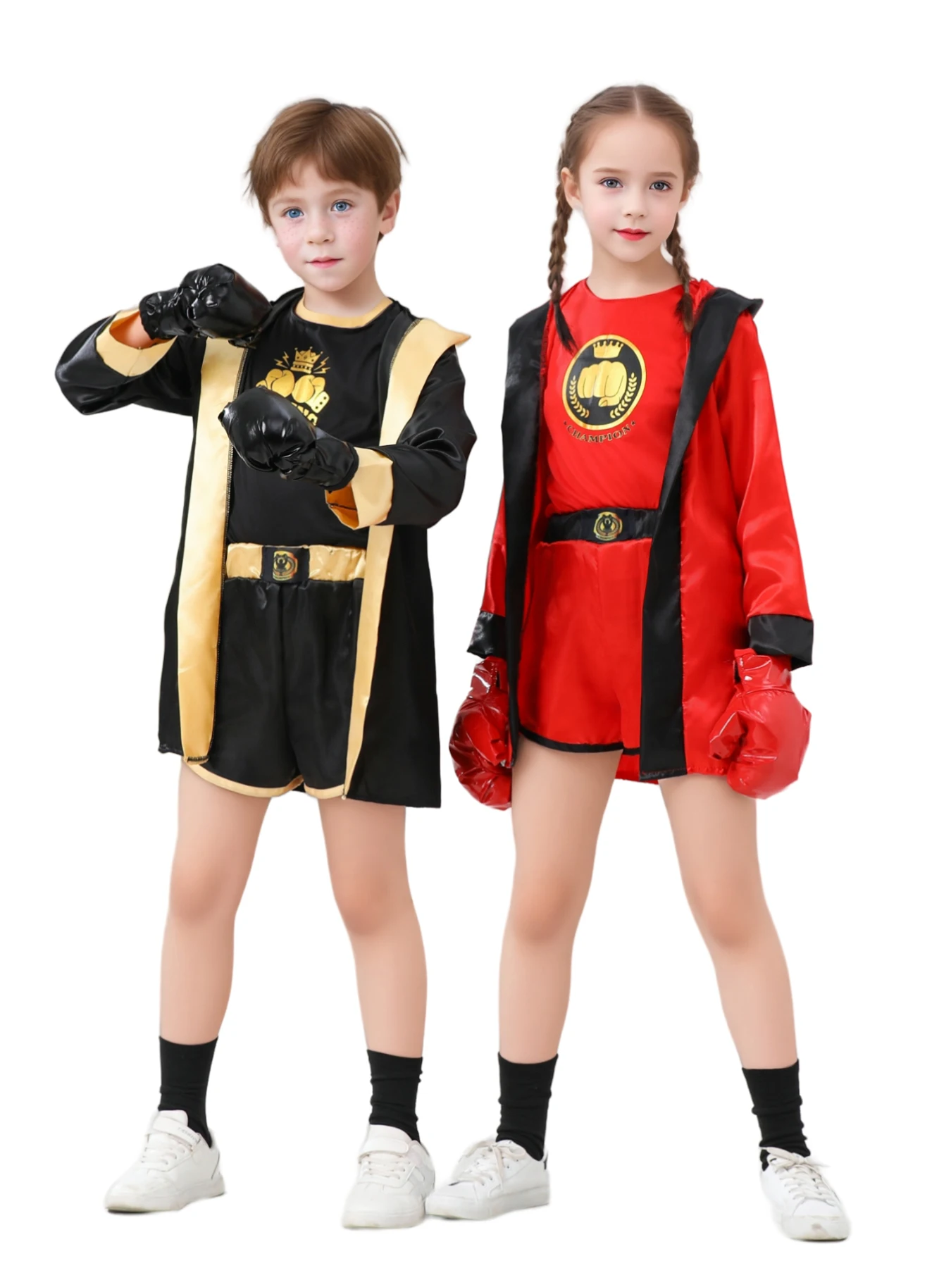 Kids Boxer Cosplay Uniform Costume With Boxing Gloves Halloween Carnival Party