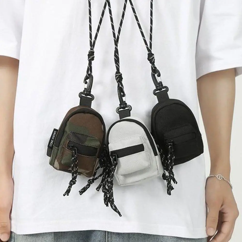 Mini Backpack Compact EDC Pouch Coin Purse Oxford Small Mini Keychain Wallet Simple Utility Zipper Pocket