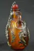 China old Tibet silver amber carved butterfly Buddha statues snuff bottle 3