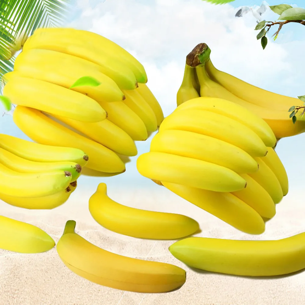 1/3/5/7/9 Köpfe Künstliche Banane Dekorative Kunststoff Gefälschte Obst Realistische Display Simulierte Banane Für Hochzeit Weihnachten Dekor – Detail 1