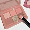 Pink Clear Glitter Eyeshadow Palette Matte Shimmer Orange Brown Shiny 4-Color Eye Shadow Girl Makeup Palette Lasting Cosmetic 6
