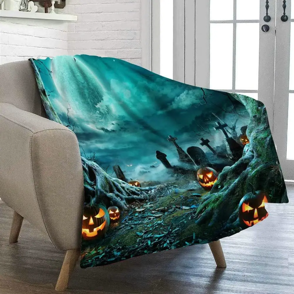 Macio e quente flanela halloween cobertor, bonito, bruxa, morcego, chapéu de abóbora, doce videira, sofá, cama