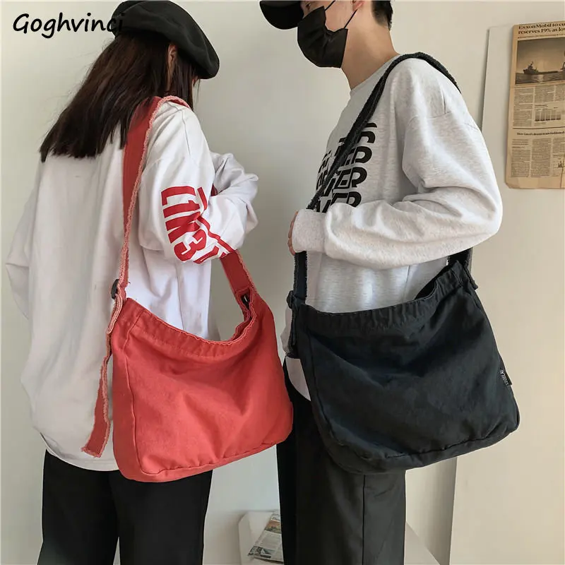 

Men Messenger Bags Retro Harajuku Couple Large Capacity Crossbody All-match School Satchels Japan Style Student Canvas Bag Chic