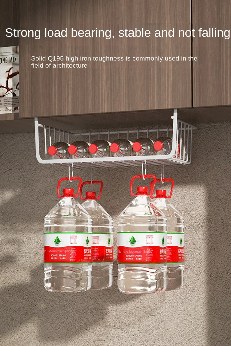 Metal Iron Kitchen Organizer Shelf Cabinet Hanging Basket Rack Desk Cabinet Storage Rack Under Table Hanging Mesh Basket