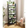 Bookshelf, Ladder Shelf, Freestanding Corner Storage Shelve with 2 Hooks for Home Office, Living Room, 5-Tier Black Bookcase 6