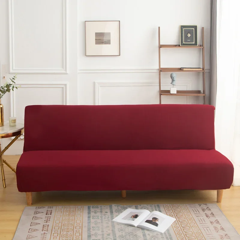Sofa Cover Solid Color Armless Sofa Bed Cover Elastic Couch Covers Living Room Washable Removable Slipcovers Folding Settee Case