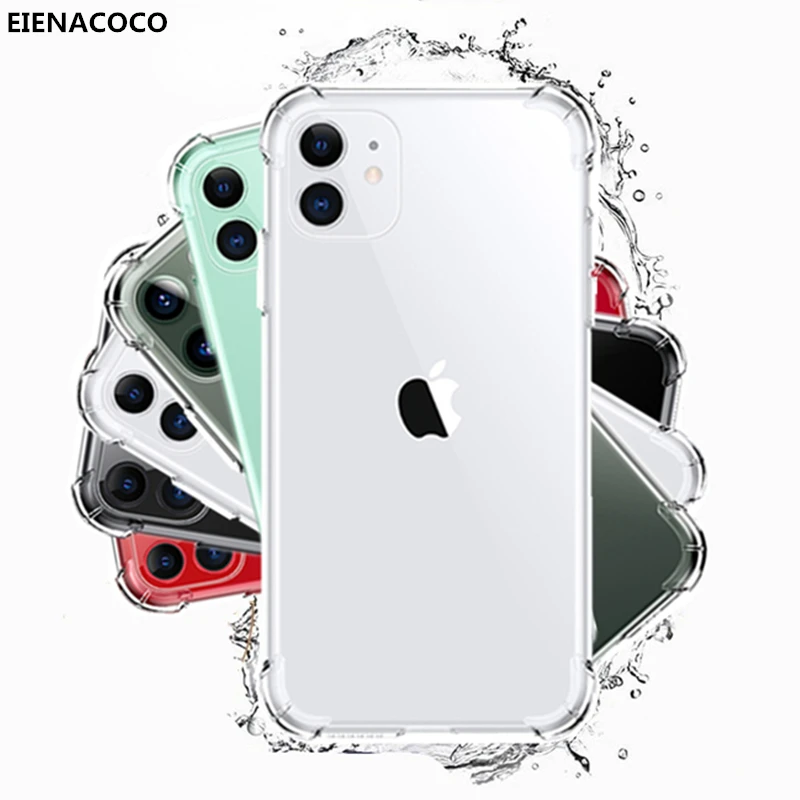 Luxury Shockproof Transparent Silicone Phone Case For iPhone 13 12 11 Pro Mini X XR XS Max 8 7 6 6S Plus TPU Clear Cover | Мобильные