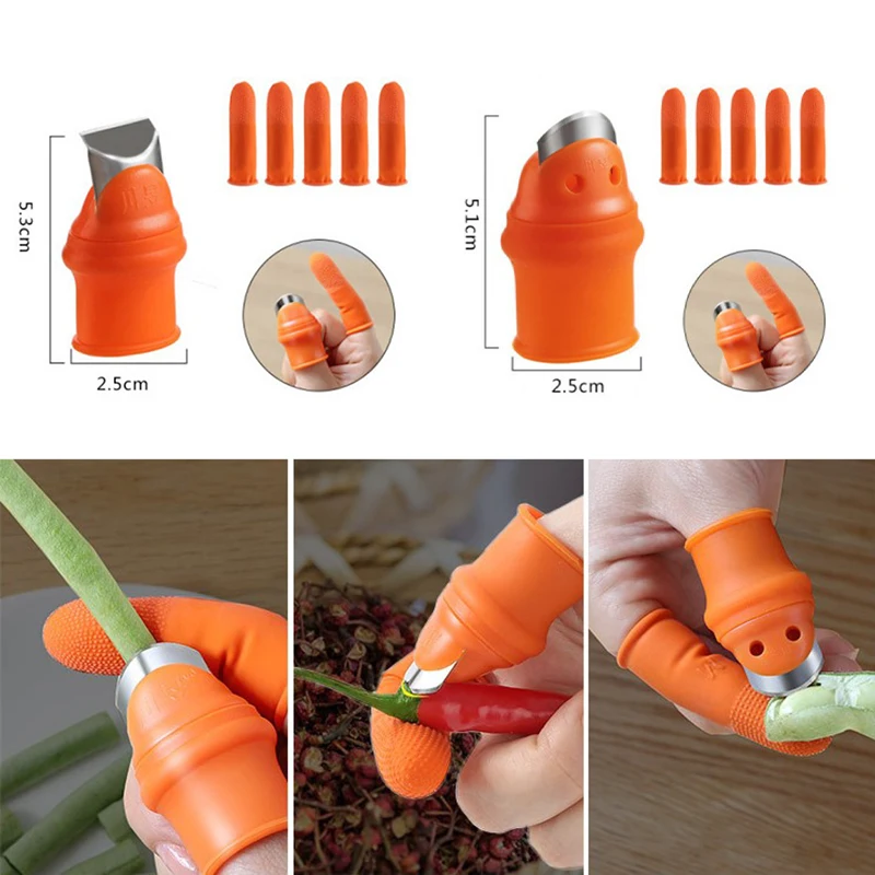 1pc Silicone Finger Protector With Blade For Fruits Vegetable Thumb Knife Finger Guard Kitchen Gadgets Kitchen Accessories