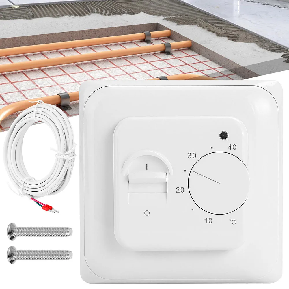 

1pc Electric Heating System Mechanical Thermostat Knob Electric Floor Heating 16A 220v Temperature Controller External Probe
