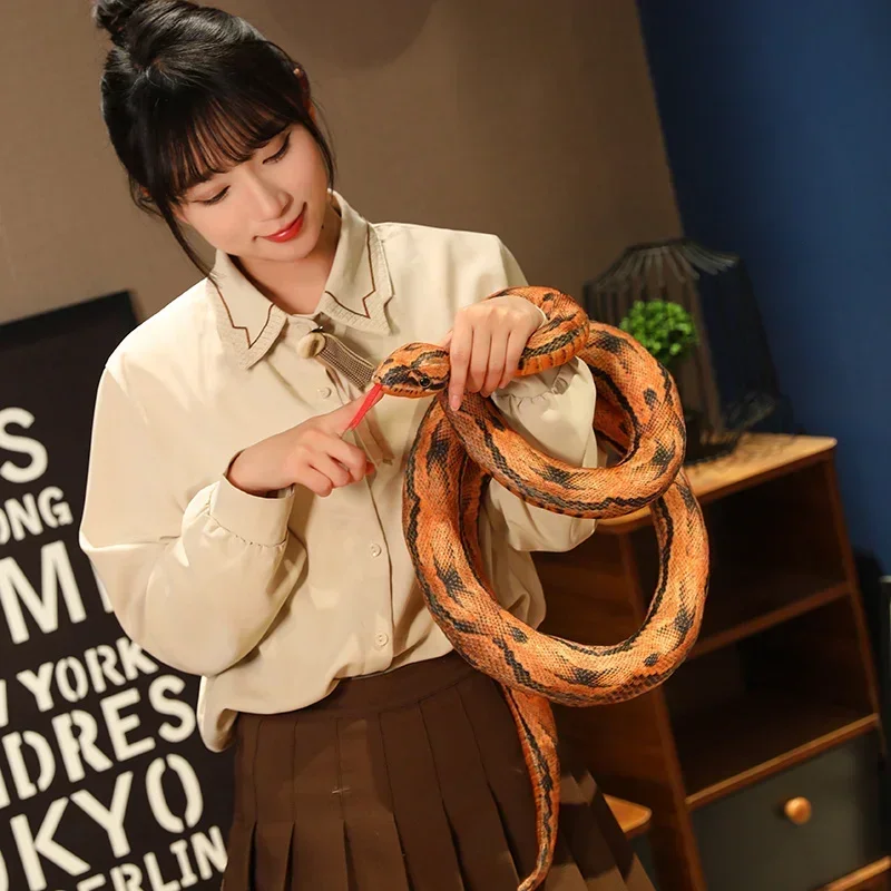 Simulation Giant Snakes Plush Toy 160/200cm Long Golden Python Stuffed Snake Pillow Plushie Gift Home Decoration