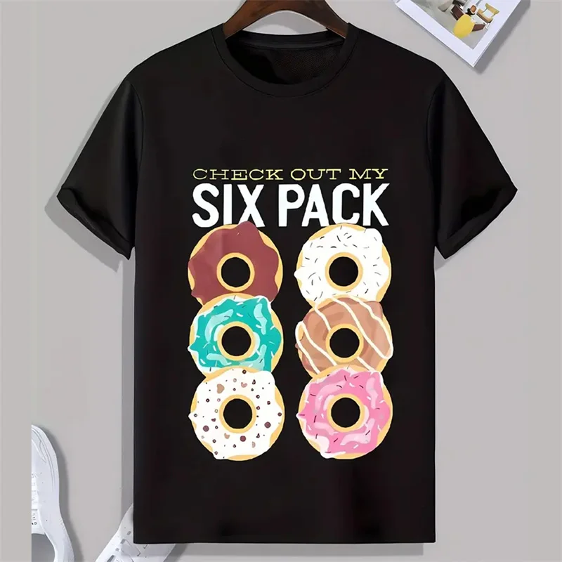 

Повседневная футболка с мультяшным рисунком пончиков, Мужская одежда, модная футболка с 3D принтом пончика и коротким рукавом, домашняя одежда, пижама y2k, топы