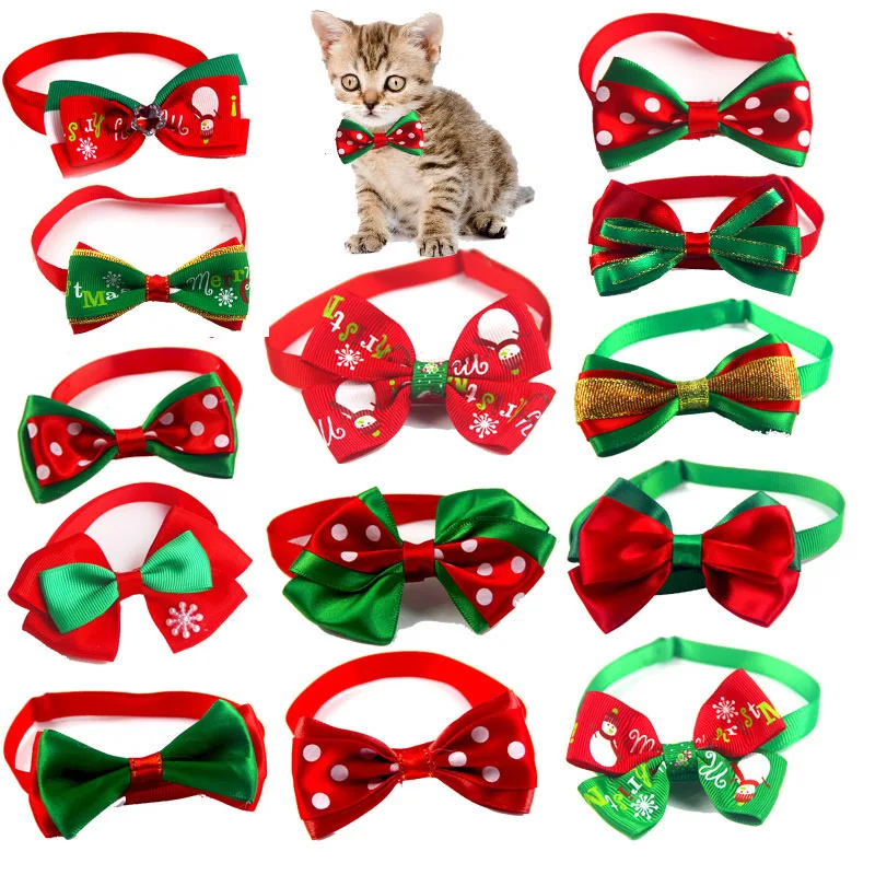 Pet Supplies Christmas Bow Tie Cat Bow Snow Pattern Pet Adjustable Neck Strap Diadema Perro Navidad Dog Scarf Ошейник Для Собак pet scarf,pet bow tie
