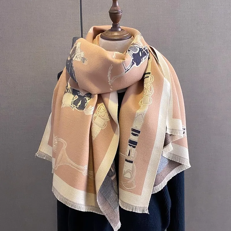 Retro Rider Horse Schal aus Kaschmirimitat, Unisex, doppelseitig, verdickt, winddicht, Halswärmer, stilvolles Accessoire für Männer und Frauen – Detail 9