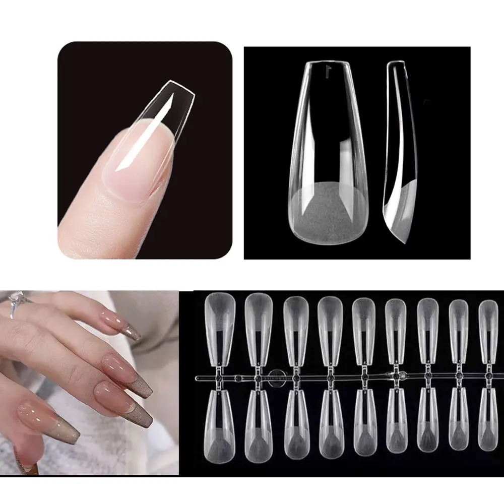 Fake Nails Press on Nails 120pcs/Bag Coffin Nail Tips clear Full Cover Artificial Press on Long Ballerina