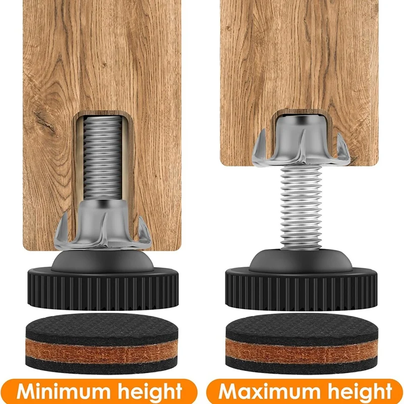 A52I-20Pack Adjustable Furniture Levelers With Floor Protectors,3/8 Inch Heavy Duty Leveling Feet With Rubber Pads,For Tables