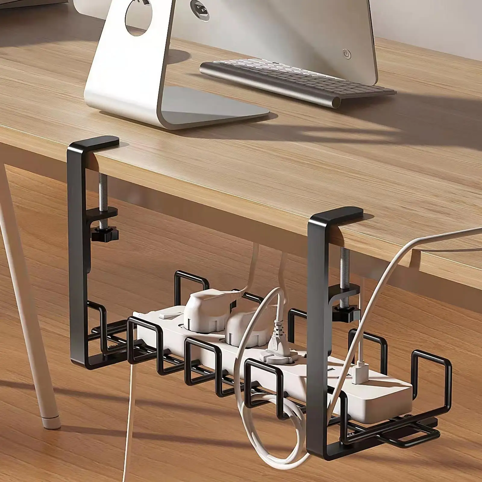 Estante para debajo de la mesa, organizador de cables para escritorio,  organizador de cables para debajo del escritorio, estante de metal, soporte  de