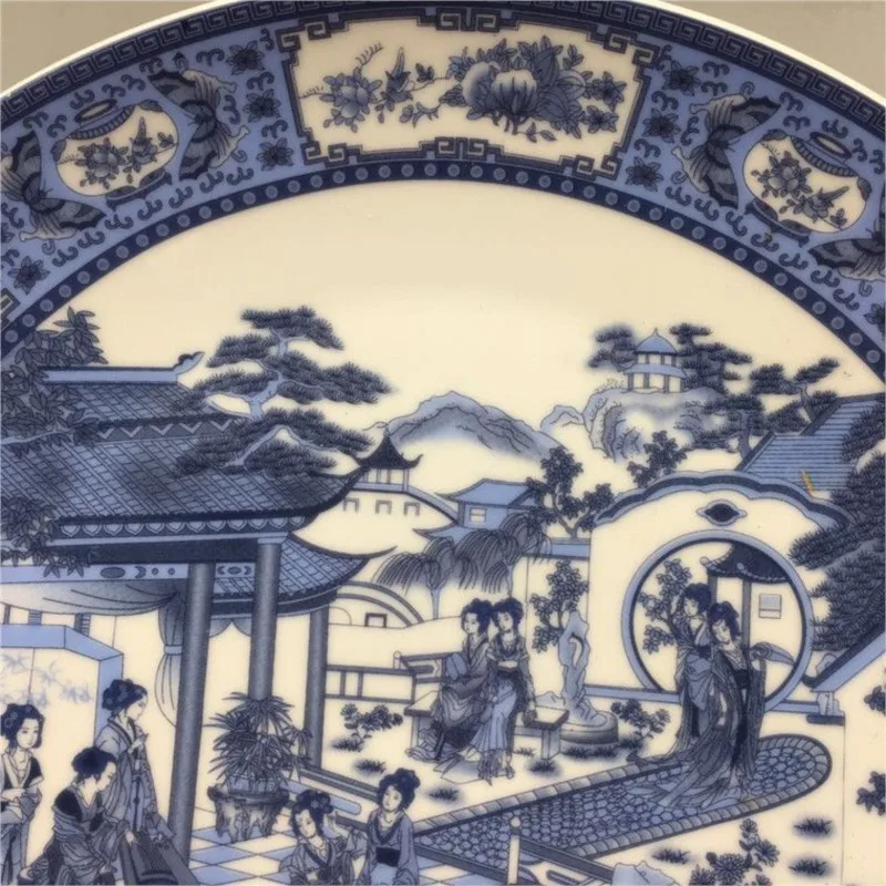 Jingdezhen Antique Porcelain Blue And White Figures Porcelain Decor Plate Ornament Chinese Home Study Decoration Ornament ZF277 2