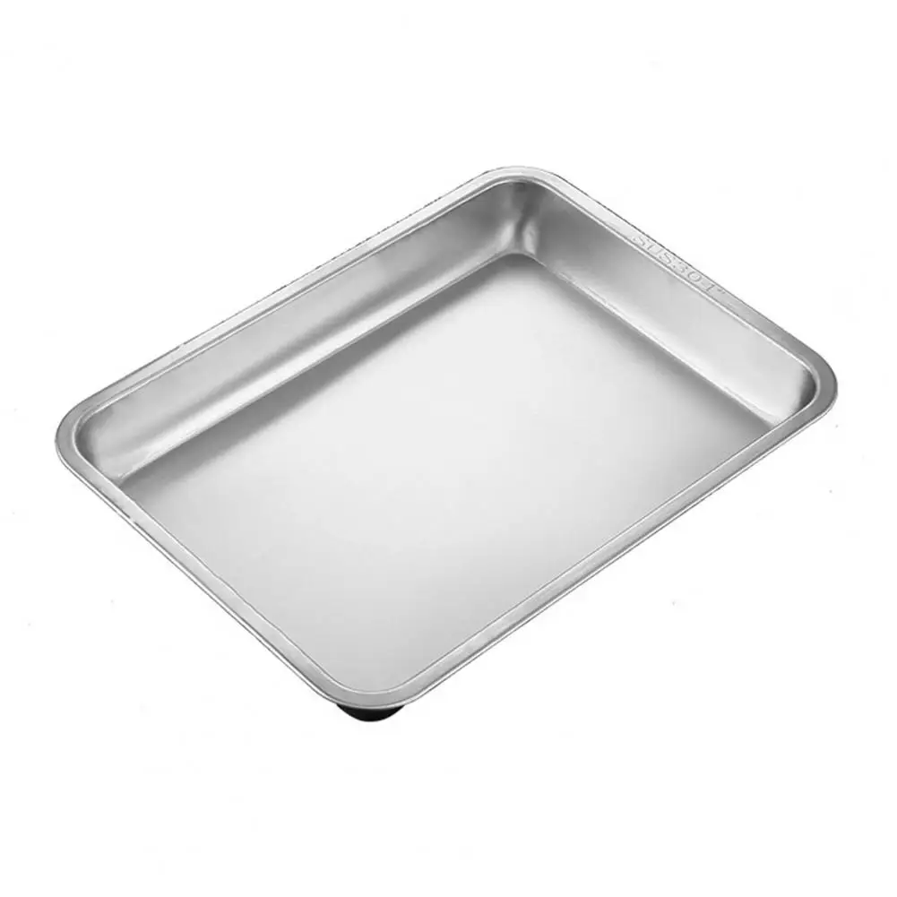 

Dishwasher Safe Baking Tray Durable 304 Stainless Steel Baking Tray for Oven Non-stick Rectangle Pan for Grilling Serving