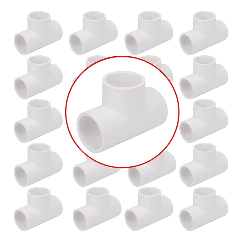 

20 Pack 3/4In Tee 3 Way PVC Pipe Fittings Connector, Furniture Grade Elbow Fitting For DIY Garden Shelf Spare Parts
